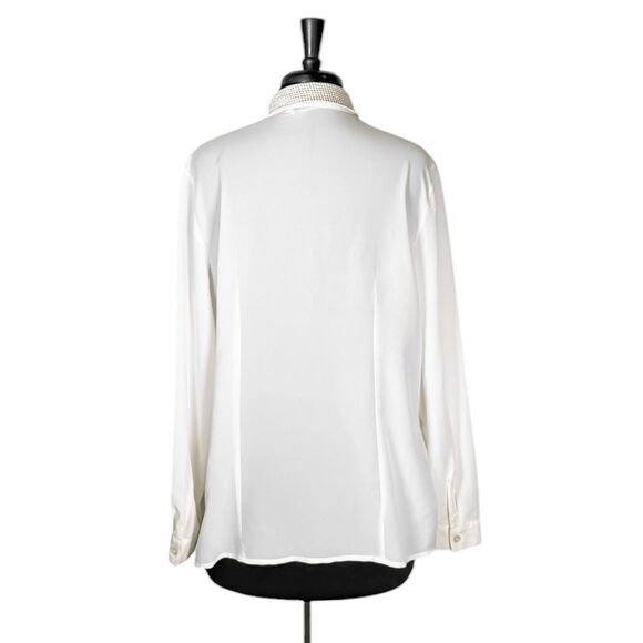 Chico's Women's Shirt Button Up Ivory Gold Embellished Blouse Top Size 2 US L/12 - Picture 2 of 10